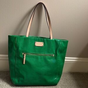 Kate Spade Vibrant Green Tote with Tan Accents